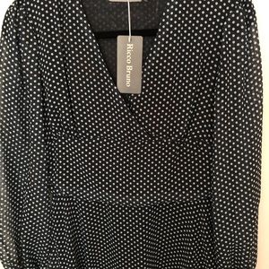 Black and white polka dot midi dress